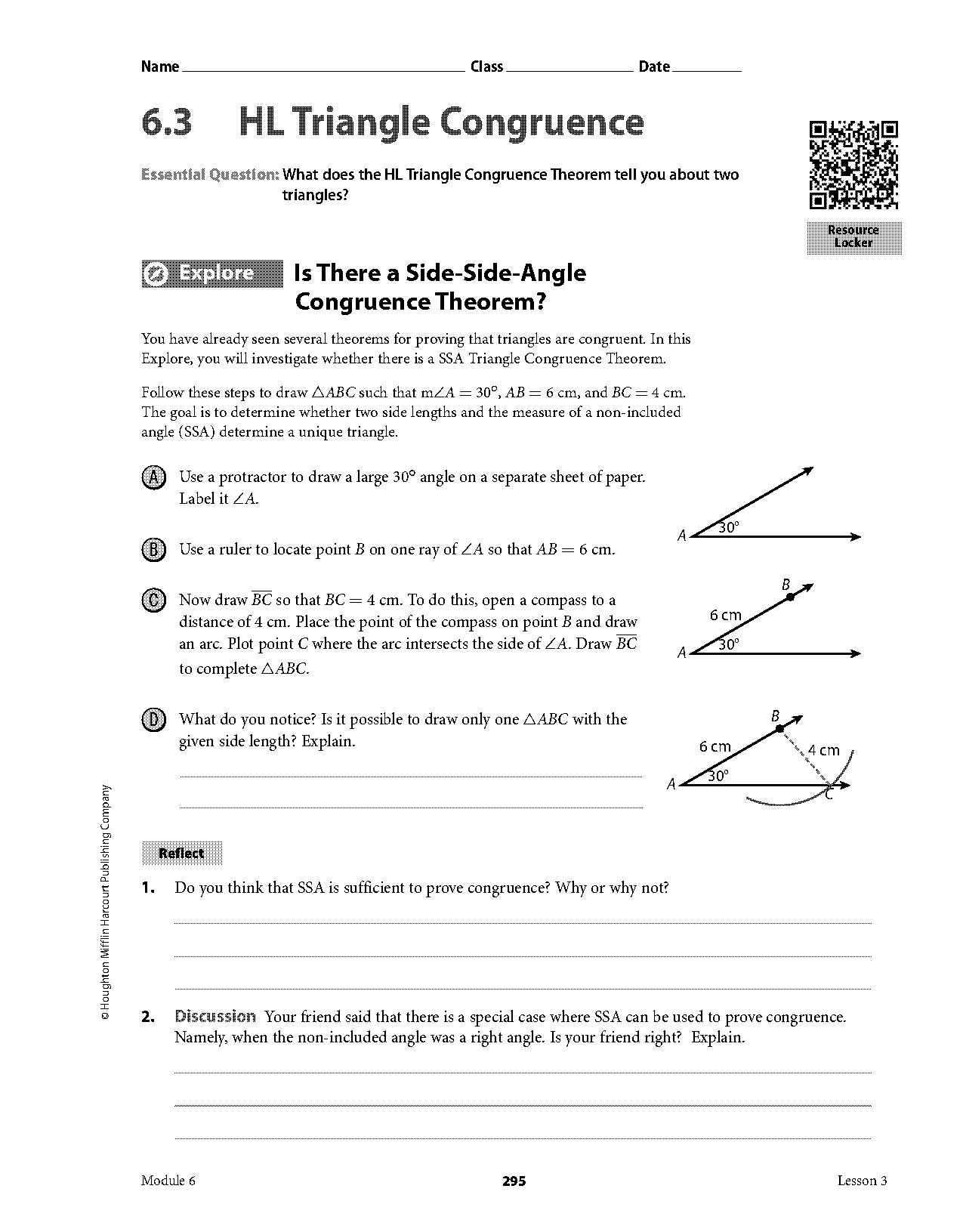 hypotenuse leg practice worksheet answers